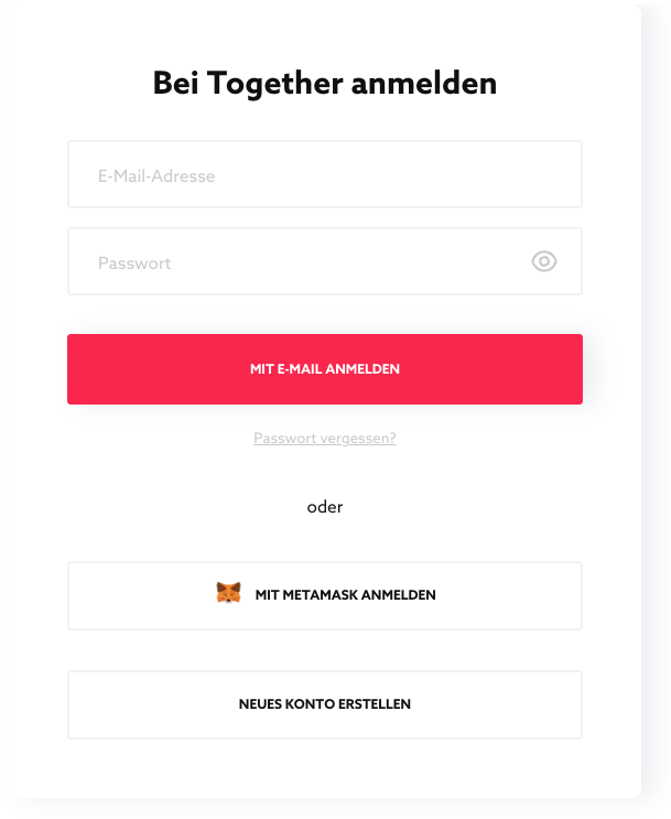 App-Login: Button âLOGIN WITH METAMASKâ