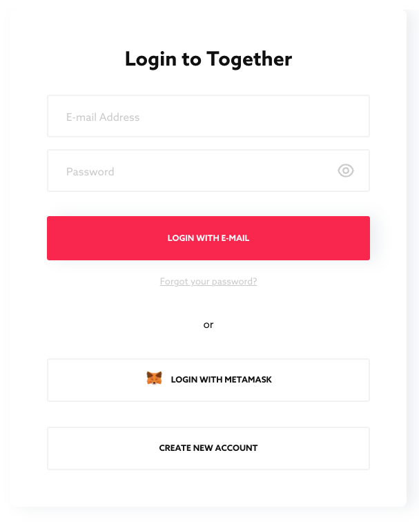 App Login: Schaltfläche “LOGIN MIT METAMASK”