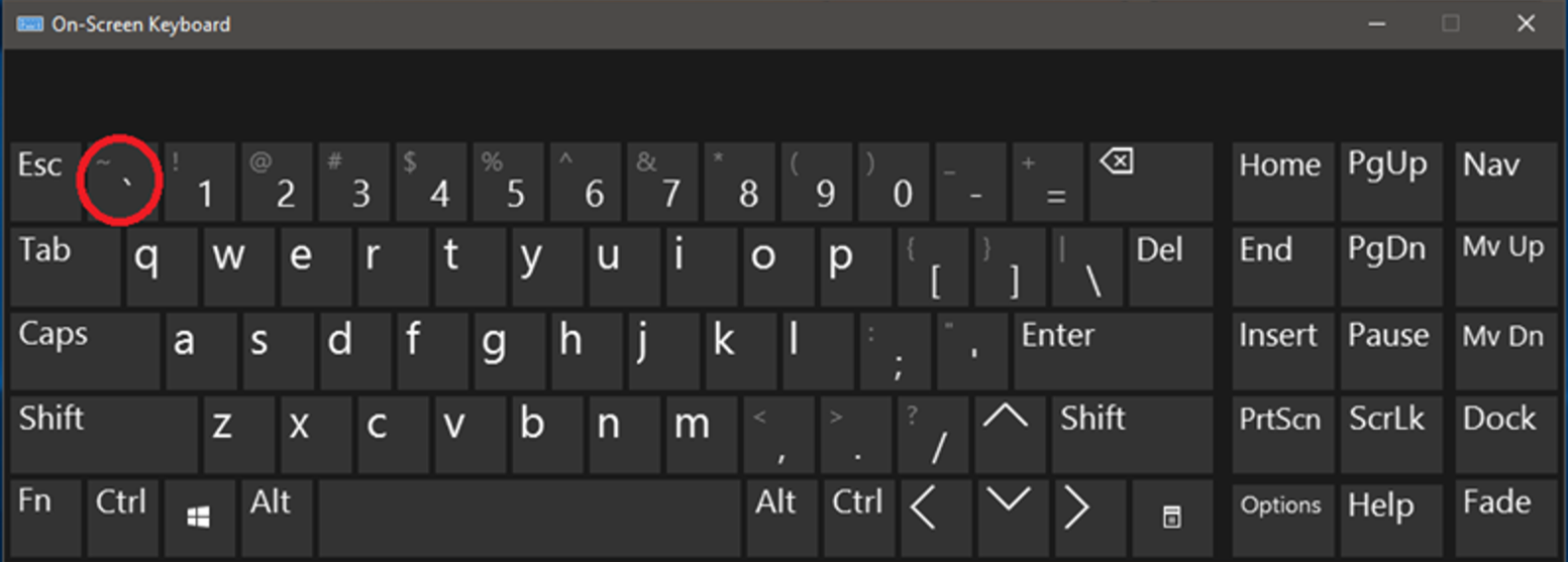 Grave accent on typical Windows screen keyboard